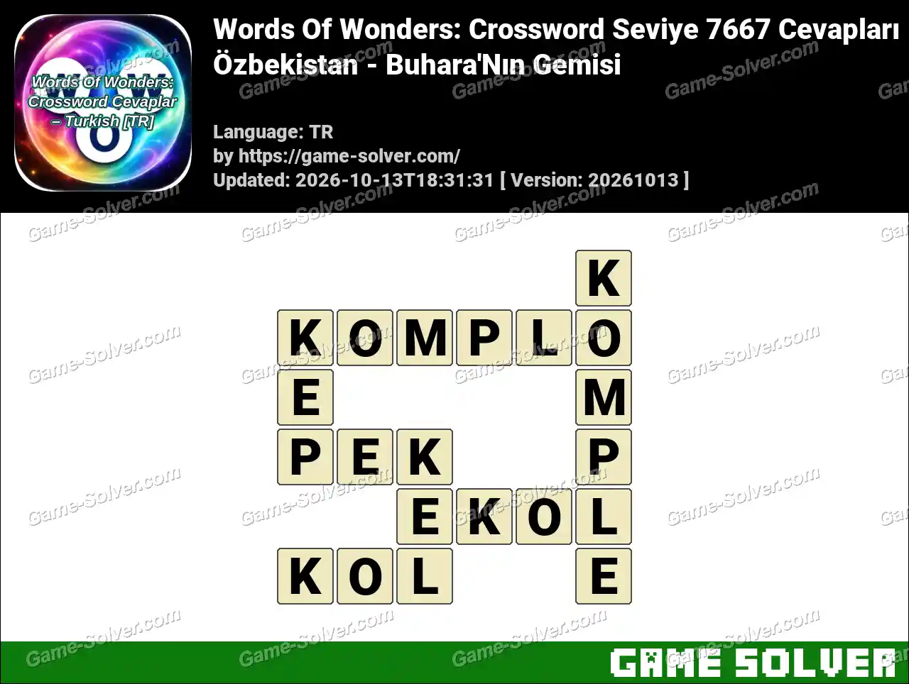Words Of Wonders: Crossword Seviye 7667 Cevapları – Özbekistan – Buhara’Nın Gemisi